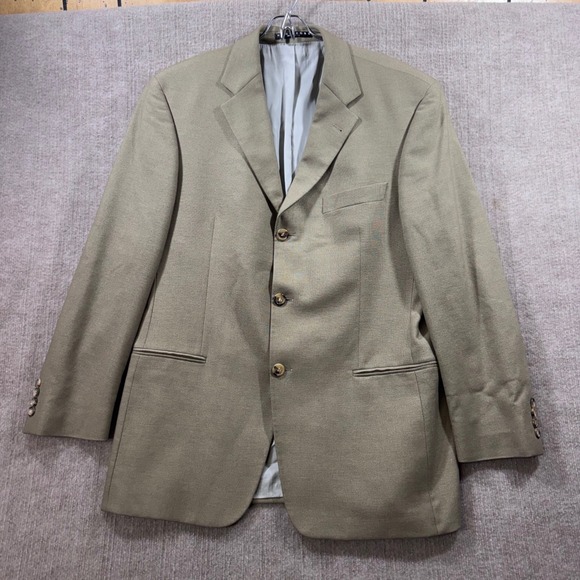 HUGO BOSS Men Blazer Jacket Wool Cashmere Tan Sport coat 40S Made in USA